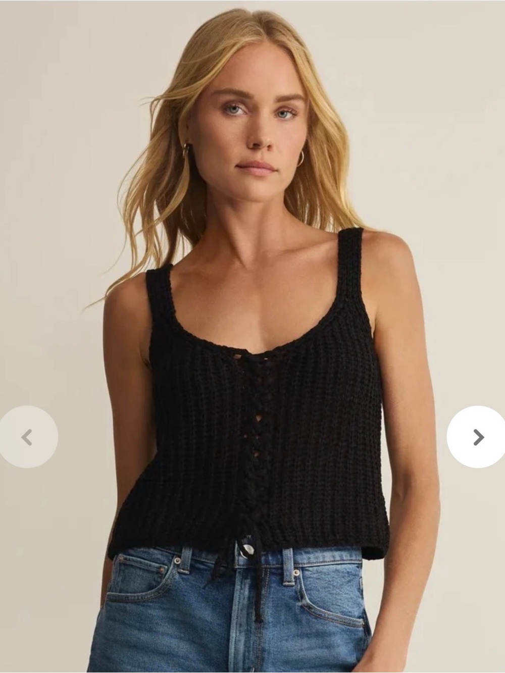 Z Supply Black Knit Lace-Up Tank - Women